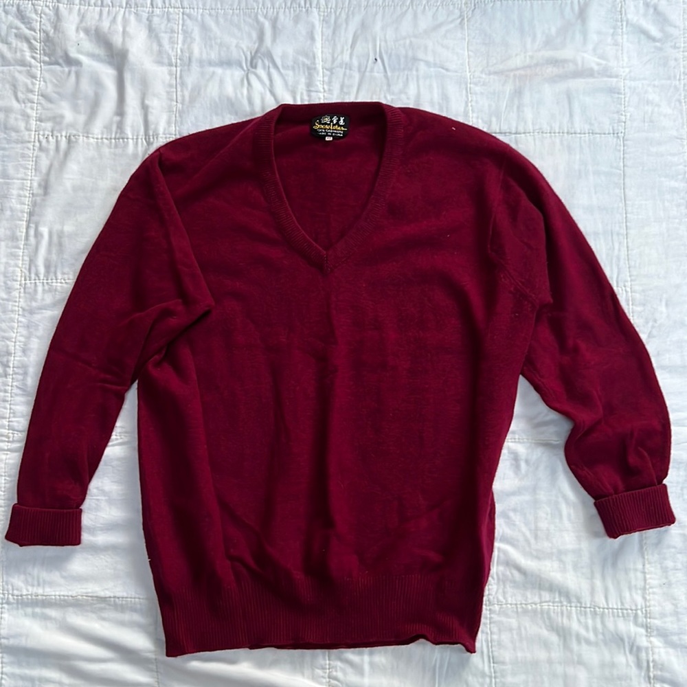 Vintage Snow Lotus cashmere v-neck sweater